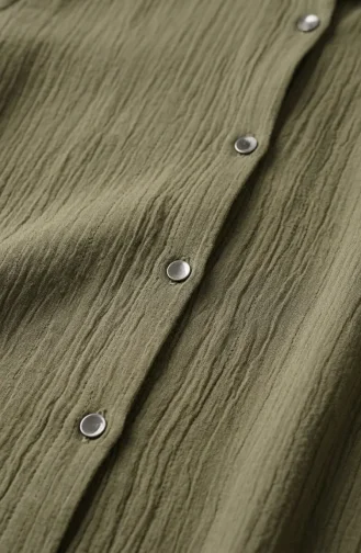 Mandarin Collar Button-Down Hijab Two-Piece Set 2297-04 Khaki 2297-04
