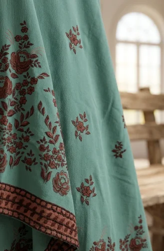 Tunique En Viscose à Motif Floral 1004-07 Vert Clair 1004-07