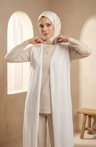 Langes Dünnes Top In Übergröße 8763-07 Weiß 8763-07