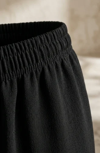 Aerobin Stoffhose Mit Weitem Bein Und Elastischem Bund 2300-01 Schwarz 2300-01