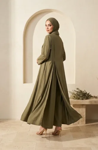 Ensemble Hijab Moderne En Coton Deux Pièces Kaki 2298-01 2298-01
