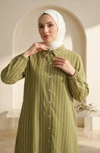 تونيك مخطط بأزرار من قماش الموسلين 0342-06 كاكي 0342-06