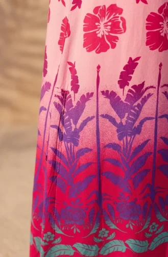 Viscose Fabric Patterned Tunic 1008-03 Fuchsia Rose Pink 1008-03