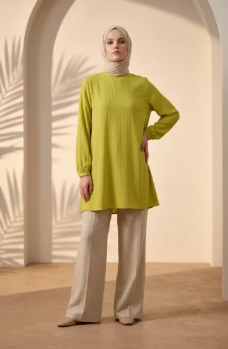 Tunique Hijab élégante En Crêpe Drapée Vert Pistache Réf. 1121-04 1121-04