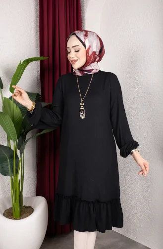 تونيك تنورة مكشكشة من قماش الكريب 0903-03 أسود 0903-03