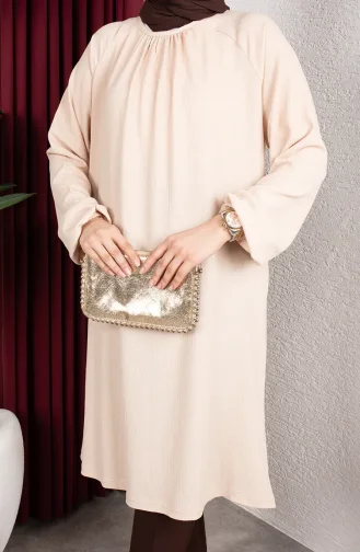 Crepe Fabric Raglan Sleeve Long Tunic 0902-06 Beige 0902-06