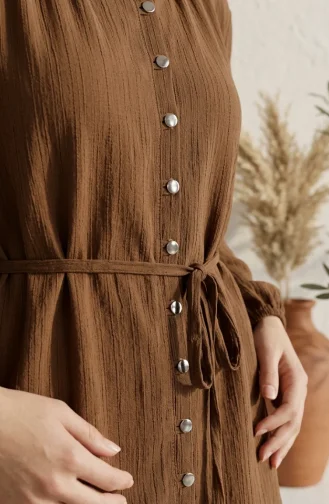 Ensemble Hijab Deux Pièces à Boutons Couleur Beige Référence 2301-03 2301-03