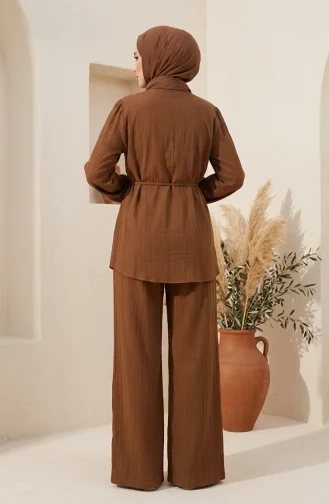 Ensemble Hijab Deux Pièces à Boutons Couleur Beige Référence 2301-03 2301-03