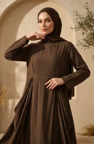 Modern Hijab Outfit Cotton Two-Piece Set 2298-02 Brown 2298-02