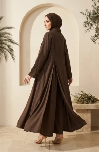 Modern Hijab Outfit Cotton Two-Piece Set 2298-02 Brown 2298-02