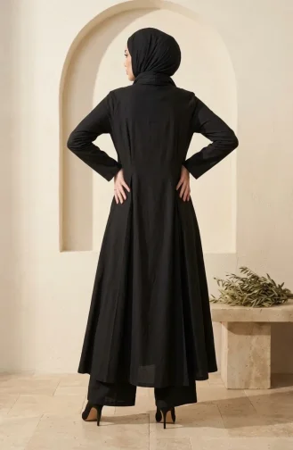 Modern Hijab Outfit Cotton Two-Piece Set 2298-03 Black 2298-03
