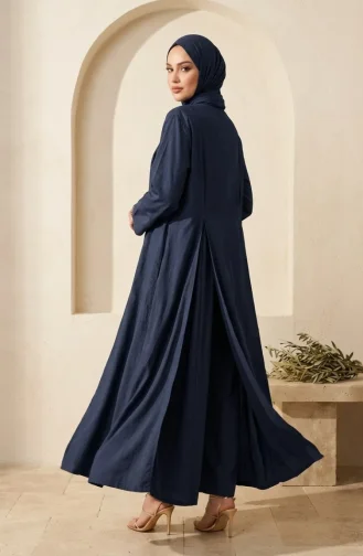 Modern Hijab Outfit Cotton Two-Piece Set 2298-04 Navy Blue 2298-04