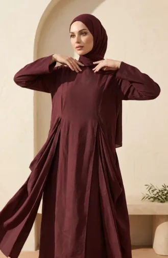 طقم حجاب عصري من قطعتين من القطن، رقم الموديل 2298-05، لون برقوقي 2298-05