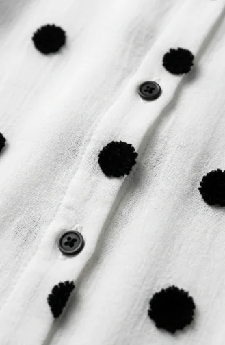 Tuniek Met Overhemdkraag En Pompondetails 0352-01 Wit 0352-01
