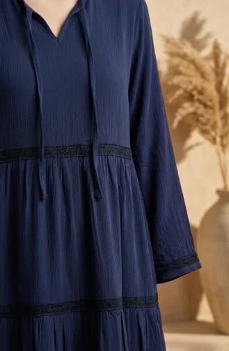 Robe En Tissu Şile 6980-01 Bleu Marine 6980-01