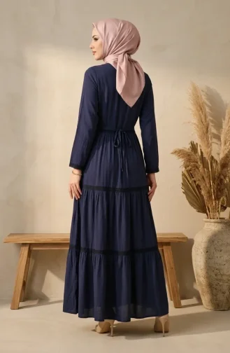 Robe En Tissu Şile 6980-01 Bleu Marine 6980-01