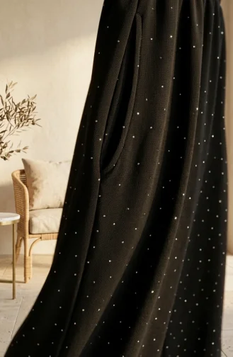 Oysho Kumaş Beli Lastikli Bol Paça Pantolon 5674-02 Siyah