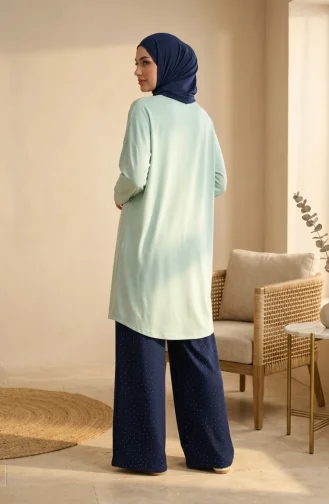 Oysho Kumaş Beli Lastikli Bol Paça Pantolon 5674-04 Lacivert