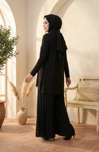 Ensemble Hijab Deux Pièces Sandy Fabric (chemisier Et Pantalon) 5632-04 Noir 5632-04