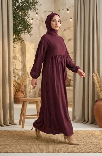 Kleid Mit Rüschen Aus Crinkle-Stoff Hijab-Stil Modell 2283-06 Burgunderrot 2283-06