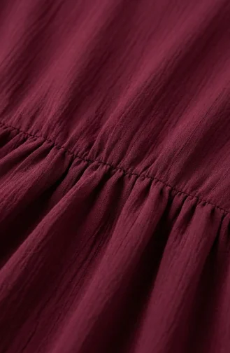 Kleid Mit Rüschen Aus Crinkle-Stoff Hijab-Stil Modell 2283-06 Burgunderrot 2283-06