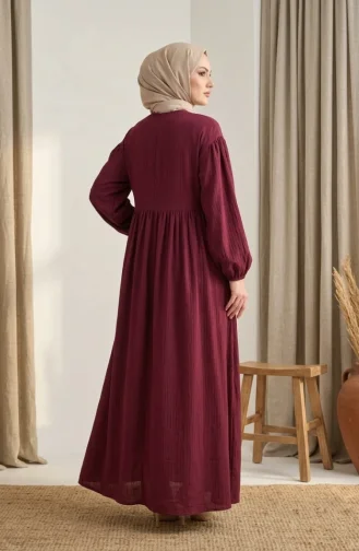 Kleid Mit Rüschen Aus Crinkle-Stoff Hijab-Stil Modell 2283-06 Burgunderrot 2283-06