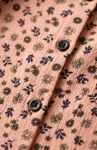 Knopfleiste Tunika Mit Blumenmuster Farbe 0356-02 Lachs 0356-02