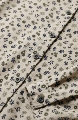 Lange Geknöpfte Tunika Mit Blumenmuster 0356-04 Nerz 0356-04