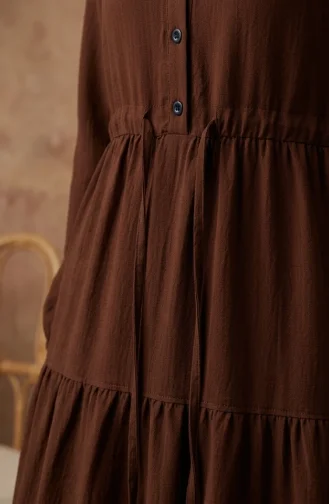 Stufenkleid Mit Gürtel Und Knopfverschluss 2302-02 Braun 2302-02