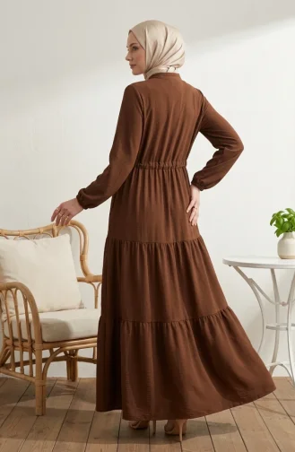 Stufenkleid Mit Gürtel Und Knopfverschluss 2302-02 Braun 2302-02