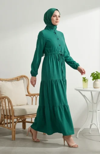 Stufenkleid Mit Gürtel Und Knopfverschluss 2302-04 Grün 2302-04