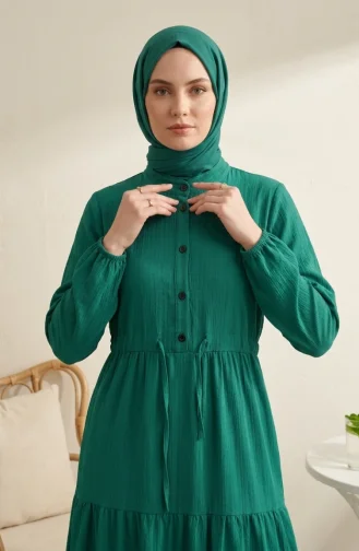 Stufenkleid Mit Gürtel Und Knopfverschluss 2302-04 Grün 2302-04