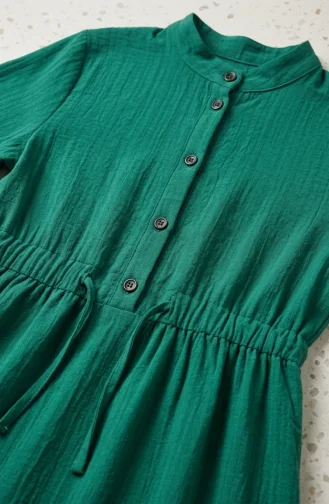 Stufenkleid Mit Gürtel Und Knopfverschluss 2302-04 Grün 2302-04