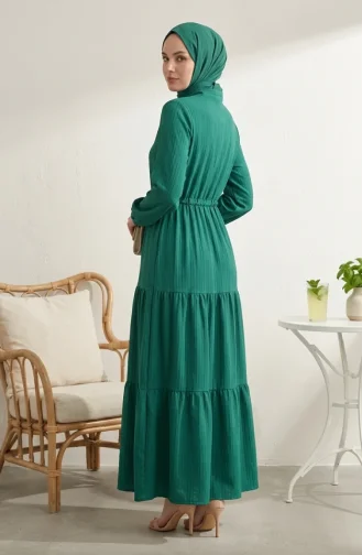 Stufenkleid Mit Gürtel Und Knopfverschluss 2302-04 Grün 2302-04