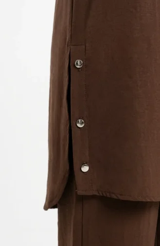 Shirt Collar Button-Down Hijab Two-Piece Set 2303-01 Brown 2303-01