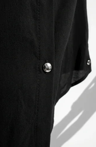 Shirt Collar Button-Down Hijab Two-Piece Set 2303-05 Black 2303-05