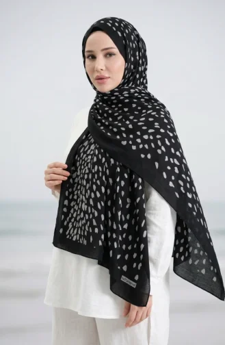 Patterned Soft Scarf 70387-01 Black 70387-01
