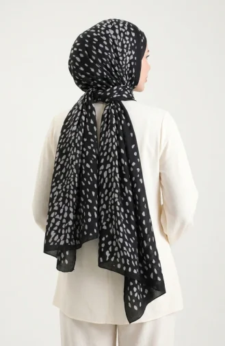 Patterned Soft Scarf 70387-01 Black 70387-01