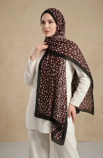 وشاح ناعم منقوش 70387-03 بني 70387-03