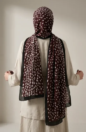 وشاح ناعم منقوش 70387-03 بني 70387-03