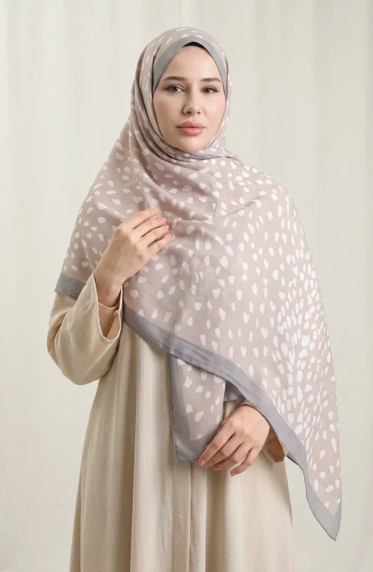 شال ناعم منقوش 70387-07 بيج رملي 70387-07