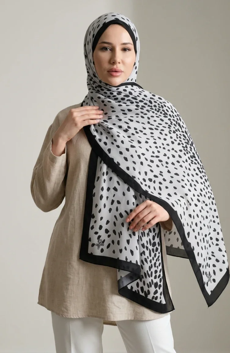 Patterned Soft Scarf 70387-08 Grey 70387-08