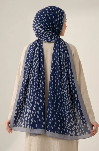 Patterned Soft Scarf 70387-10 Navy Blue 70387-10