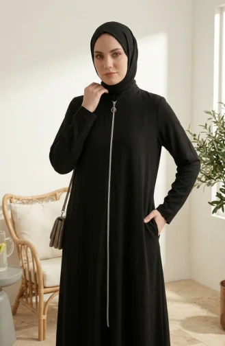 عباية رياضية بجيبين بخيطين 4027-01 أسود 4027-01