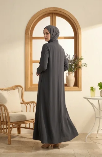 عباية رياضية بجيبين وخيطين 4027-02 رمادي داكن 4027-02