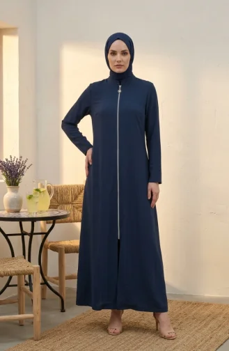 عباية رياضية بجيوب مزدوجة الخيوط 4027-03 لون نيلي 4027-03