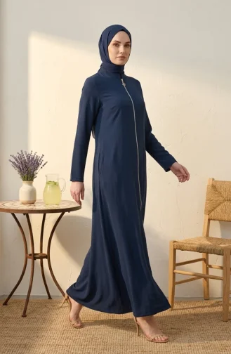 عباية رياضية بجيوب مزدوجة الخيوط 4027-03 لون نيلي 4027-03