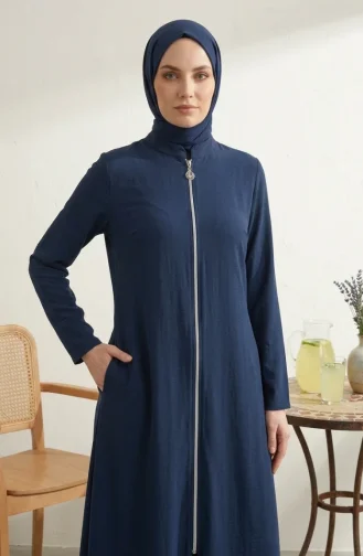 عباية رياضية بجيوب مزدوجة الخيوط 4027-03 لون نيلي 4027-03