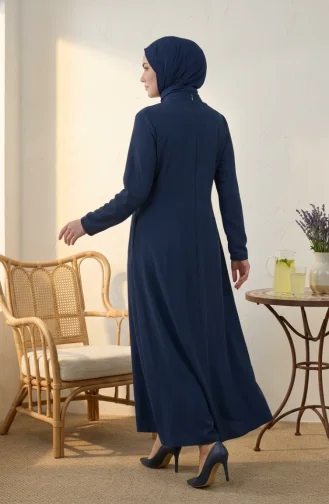عباية رياضية بجيوب مزدوجة الخيوط 4027-03 لون نيلي 4027-03