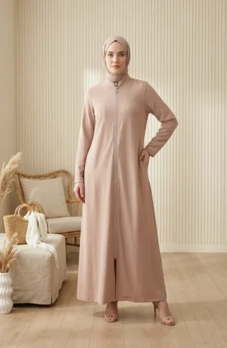 عباية رياضية بجيبين وخيطين، رقم الموديل 4027-04، لون بيج 4027-04